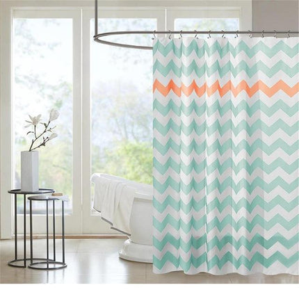 Cortina ducha estampado chevron verde agua