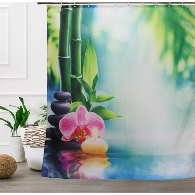 Cortina de ducha diseño zen bambú