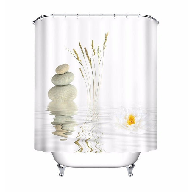 Cortina de Ducha Zen Flor Loto Blanca